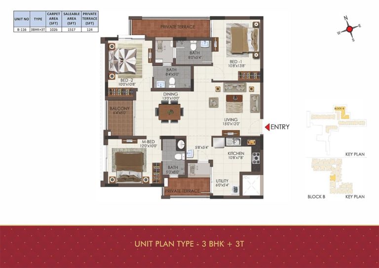 3 BHK 3T - 1517 - CasaGrand Royale Chennai