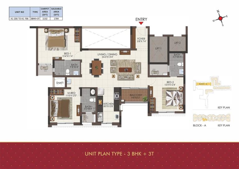 3 BHK 3T - 1704 - CasaGrand Royale Chennai