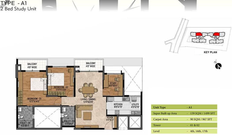 2 BHK - 1499 - Prestige Woodland Park Banaswadi