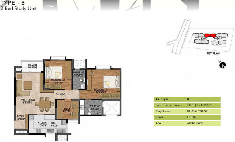 3.5 BHK - 2405 - Prestige Woodland Park Banaswadi