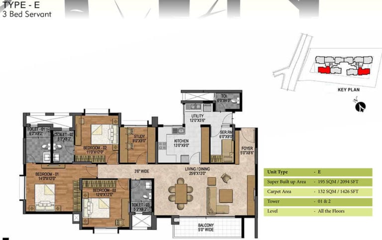 3.5 BHK - 2094 - Prestige Woodland Park Banaswadi