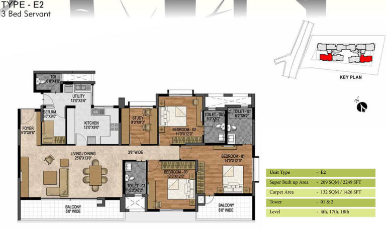 3.5 BHK - 2249 - Prestige Woodland Park Banaswadi