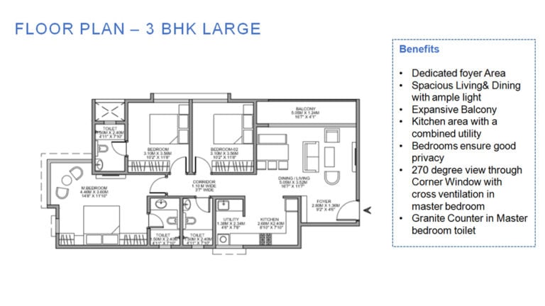 Godrej Nurture Floor Plan 3 BHK Large