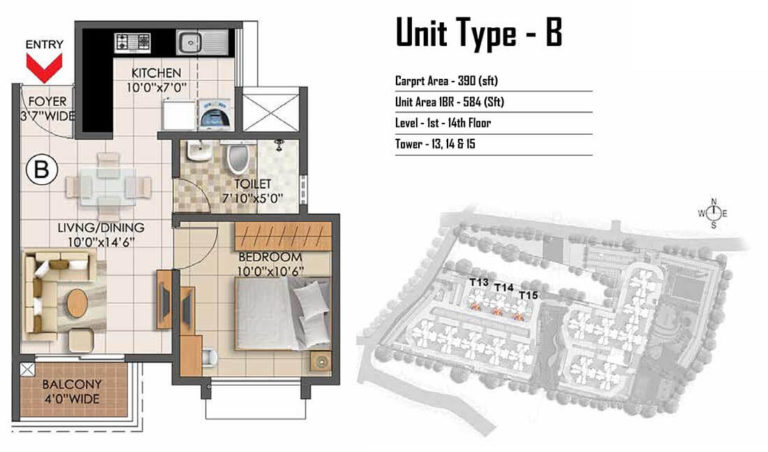 1 BHK - 584 - Prestige Primrose Hills Banashankari