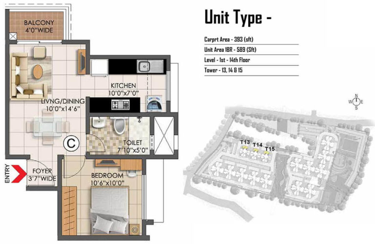 1 BHK - 589 - Prestige Primrose Hills Banashankari