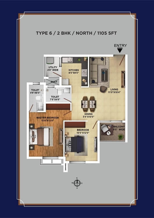 2 BHK - 1105 - Ramky One Karnival E City