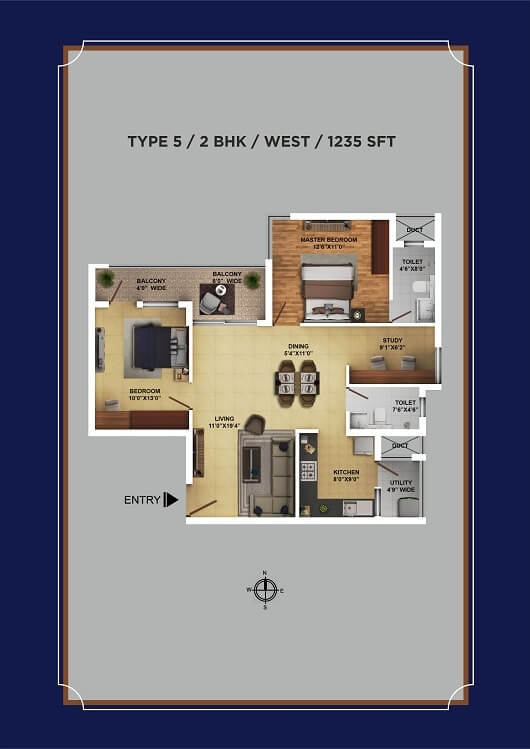 2 BHK - 1235 - Ramky One Karnival E City