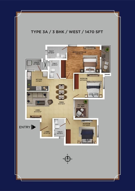 3 BHK - 1470 - Ramky One Karnival E City