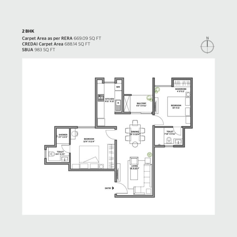 Assetz Canvas And Cove Floor Plan - 2 BHK