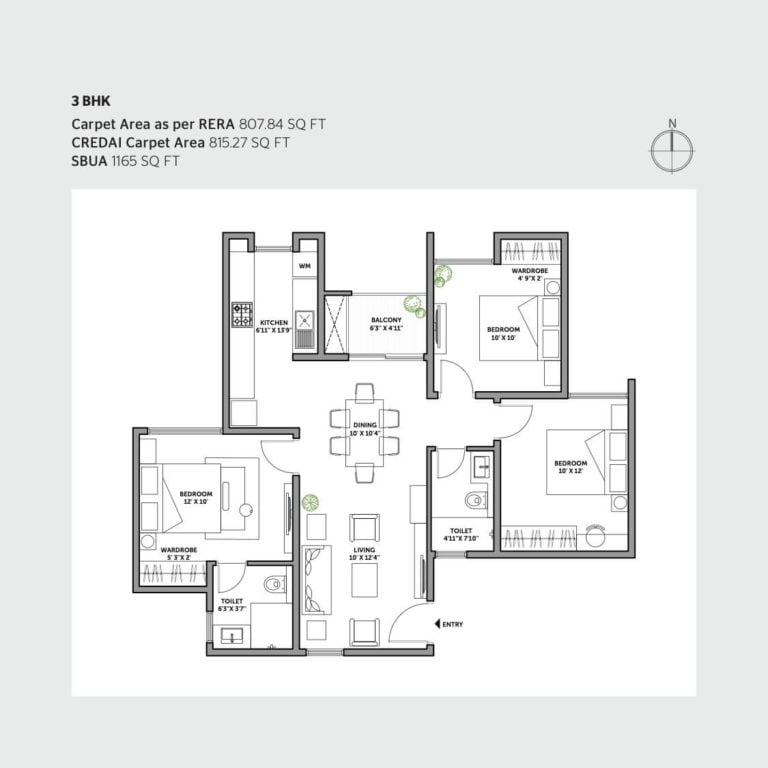 Assetz Canvas And Cove Floor Plan - 3 BHK