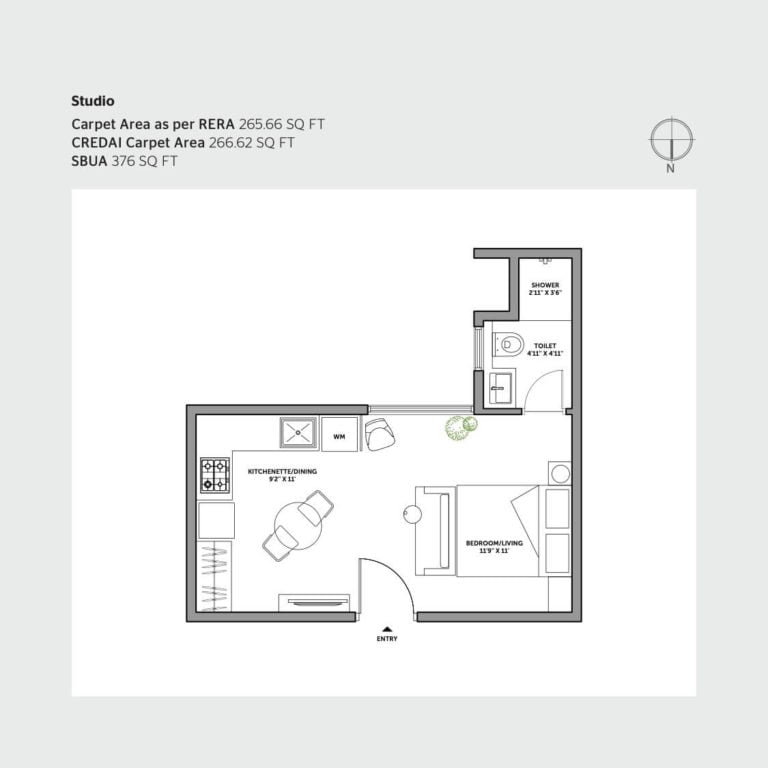 Assetz Canvas And Cove Floor Plan - Studio