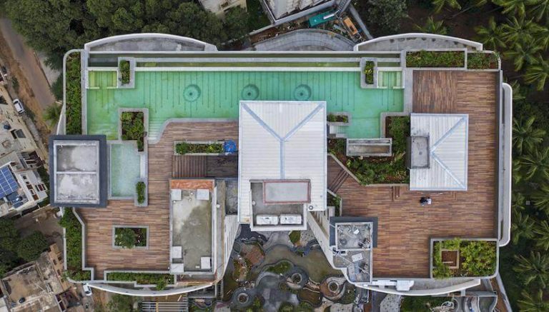 Birds Eye View Of The Vimaana Pool-Bar Deck - Svasa Homes