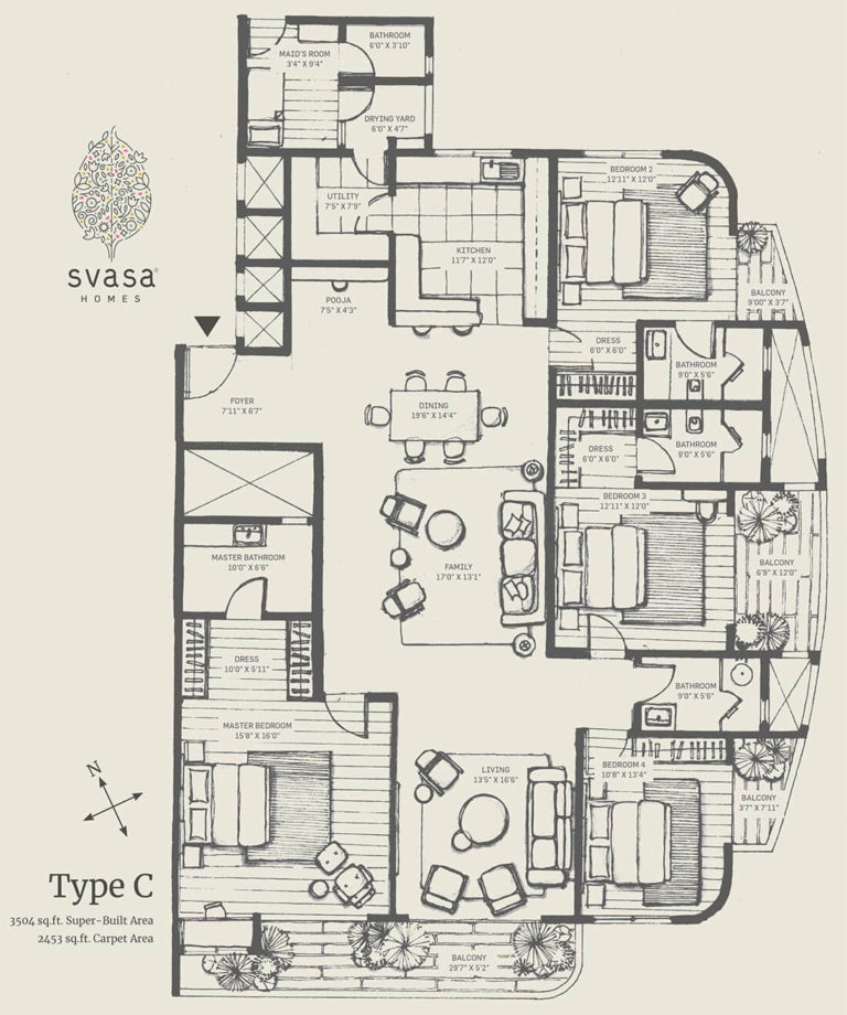 Type C - 3504 - Floor Plans Svasa Homes