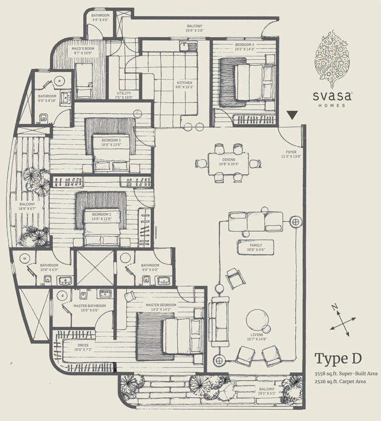 Type D - 3558 - Floor Plans Svasa Homes