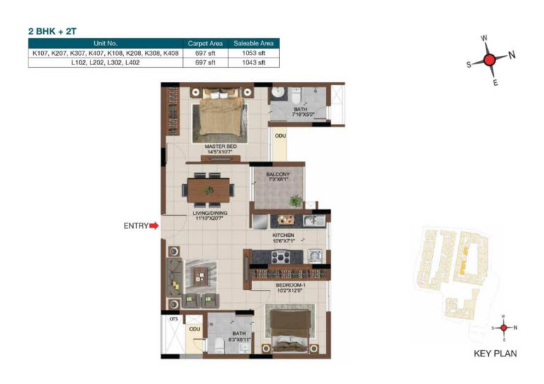 2 BHK 1053 - Casagrand Castle Chennai