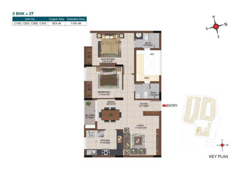 2 BHK 1195 - Casagrand Castle Chennai