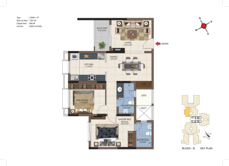 2 BHK 1257 - Casagrand Northern Star