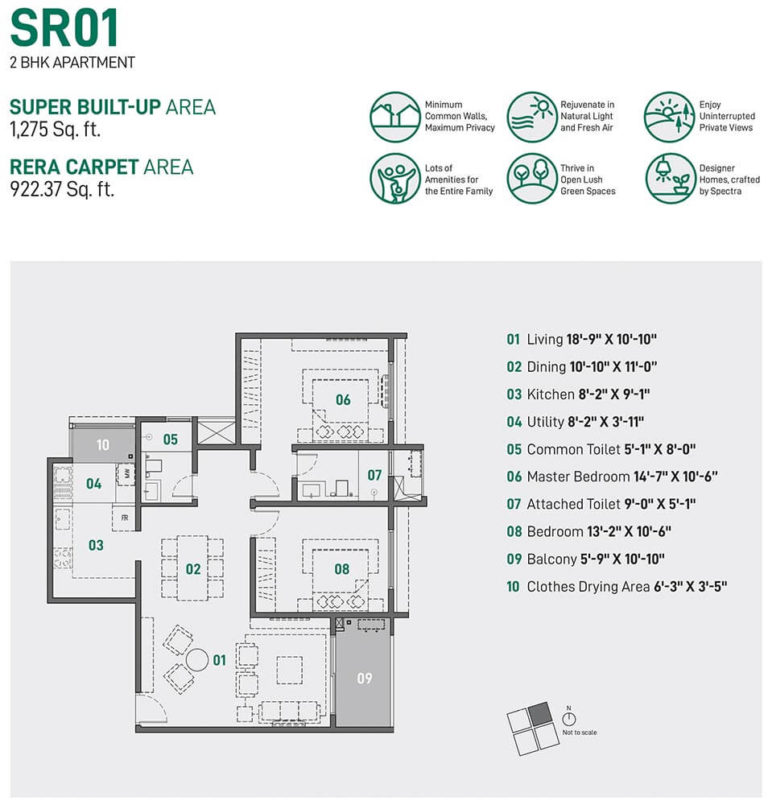 2 BHK - 1275 - Spectra Raaya Whitefield