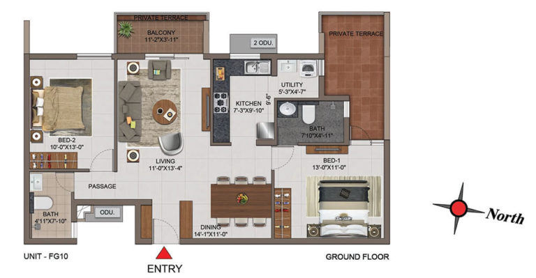 2 BHK Regular - 1246 - Casagrand Utopia Chennai