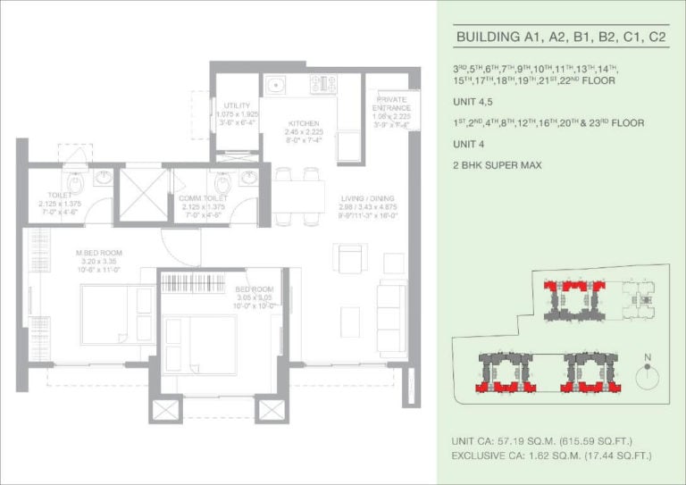 2 BHK Super Max - 615 CA - Godrej Green Glades Garden City