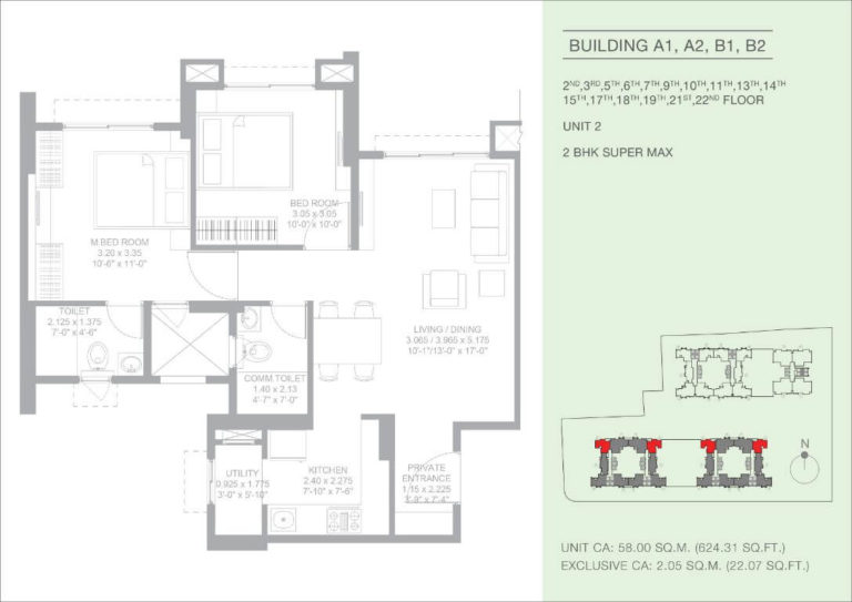 2 BHK Super Max - 624 CA - Godrej Green Glades Garden City