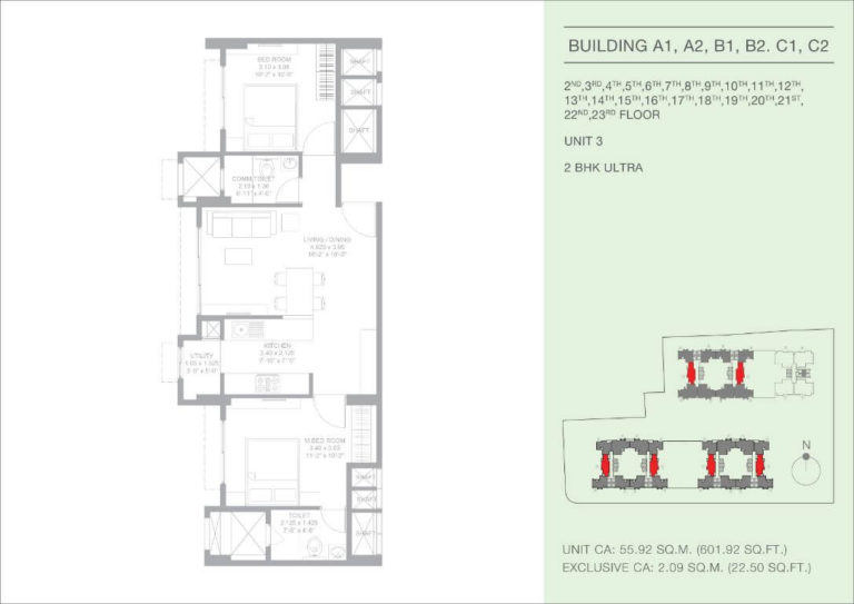 2 BHK Ultra - 601 CA - Godrej Green Glades Garden City