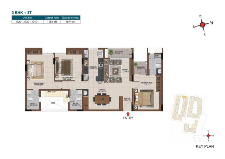 3 BHK 1574 - Casagrand Castle Chennai
