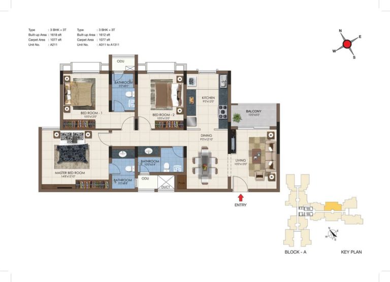 3 BHK 1618 - Casagrand Northern Star