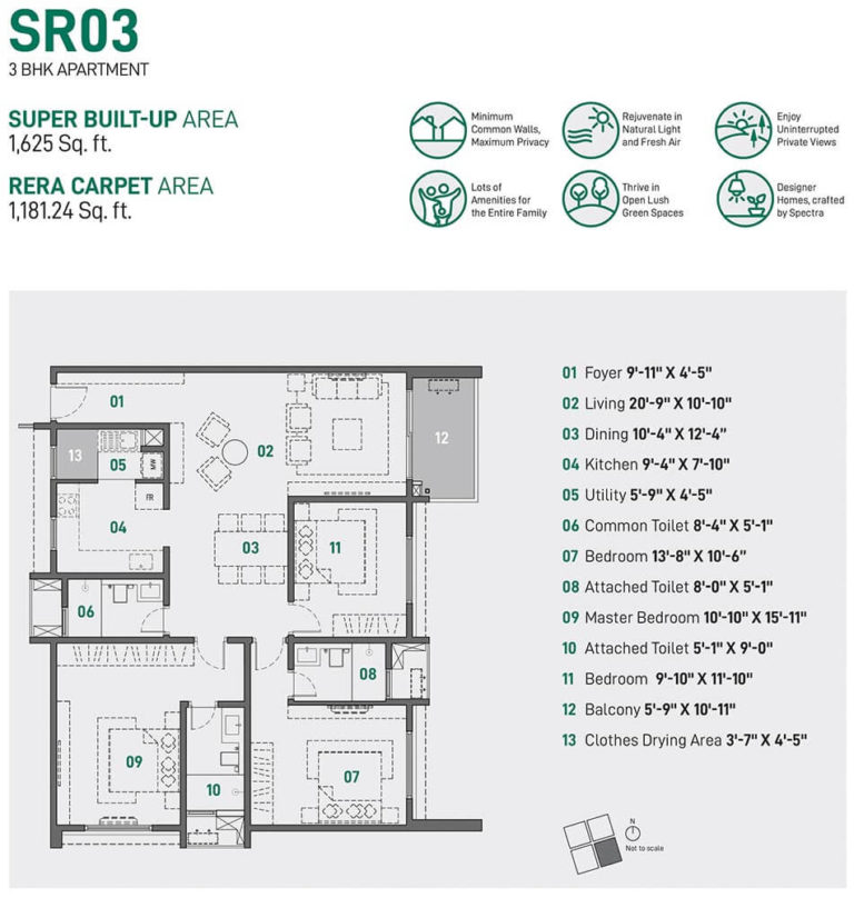 3 BHK - 1625 - Spectra Raaya Whitefield