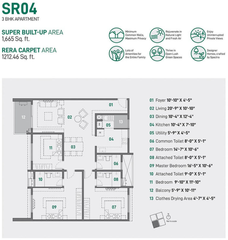 3 BHK - 1665 - Spectra Raaya Whitefield