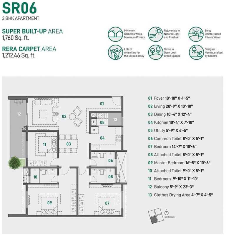 3 BHK - 1760 - Spectra Raaya Whitefield
