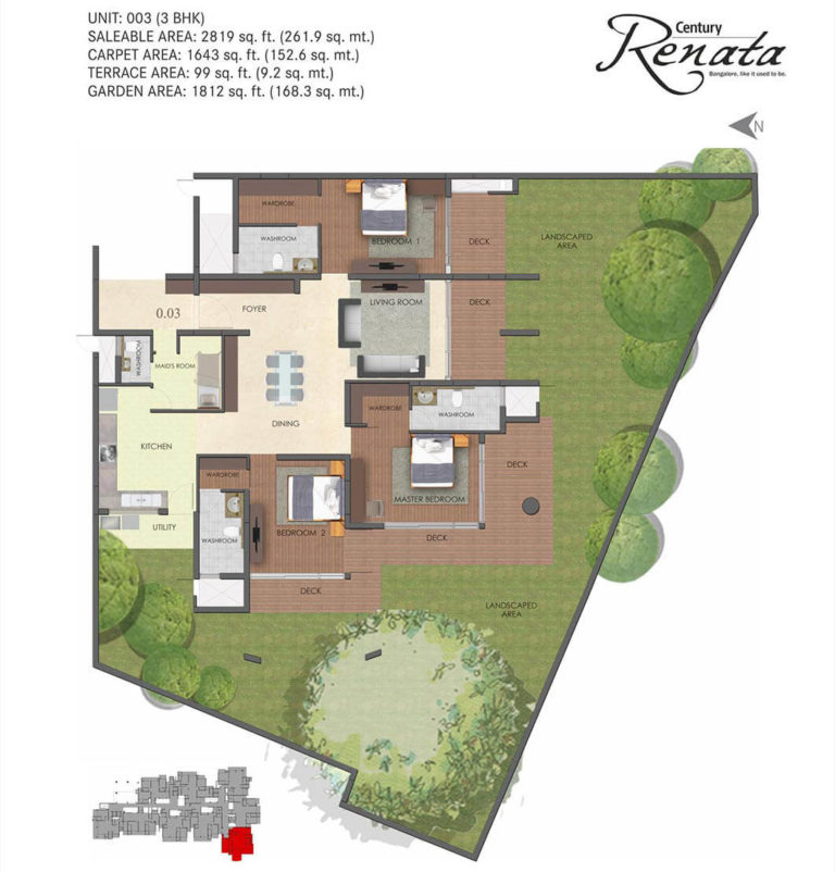 3 BHK - 2819 - Century Renata Richmond Road