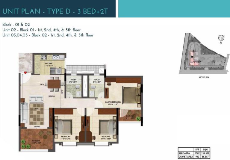 3 BHK 2T 1502 - Prestige Ocean Crest Goa