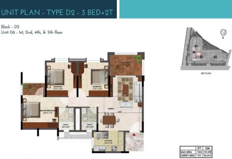 3 BHK 2T 1504 - Prestige Ocean Crest Goa