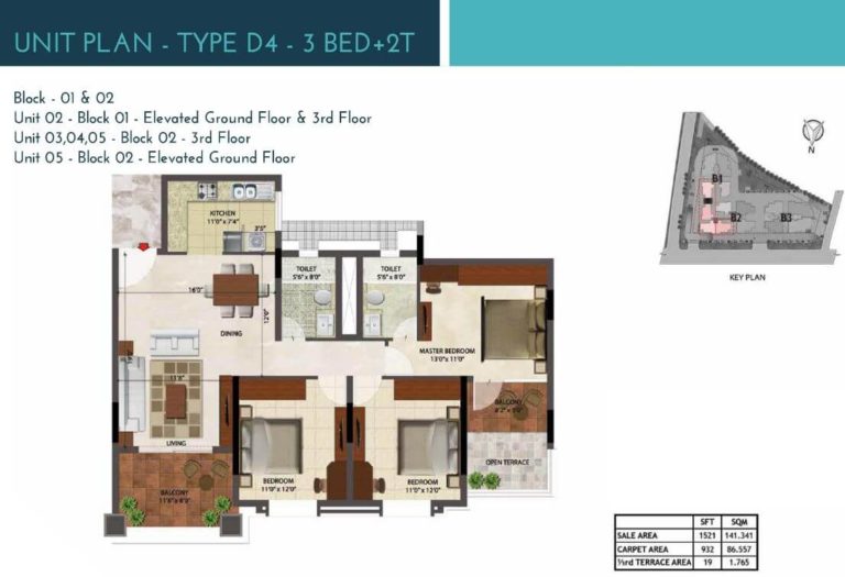 3 BHK 2T 1521 - Prestige Ocean Crest Goa