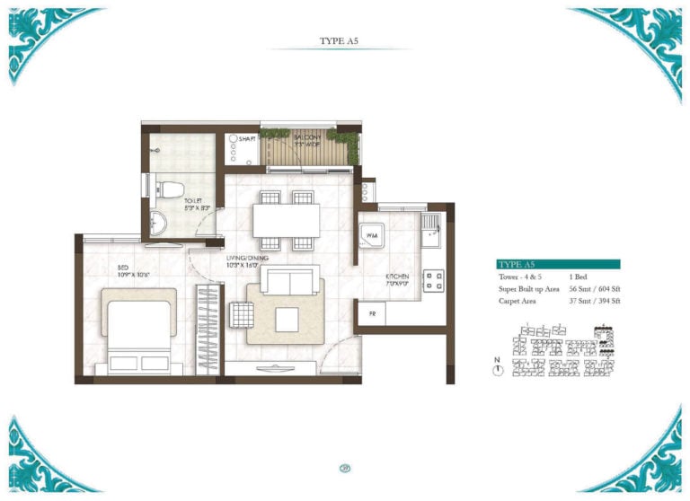 1 BHK - 604 - Prestige Courtyards Chennai