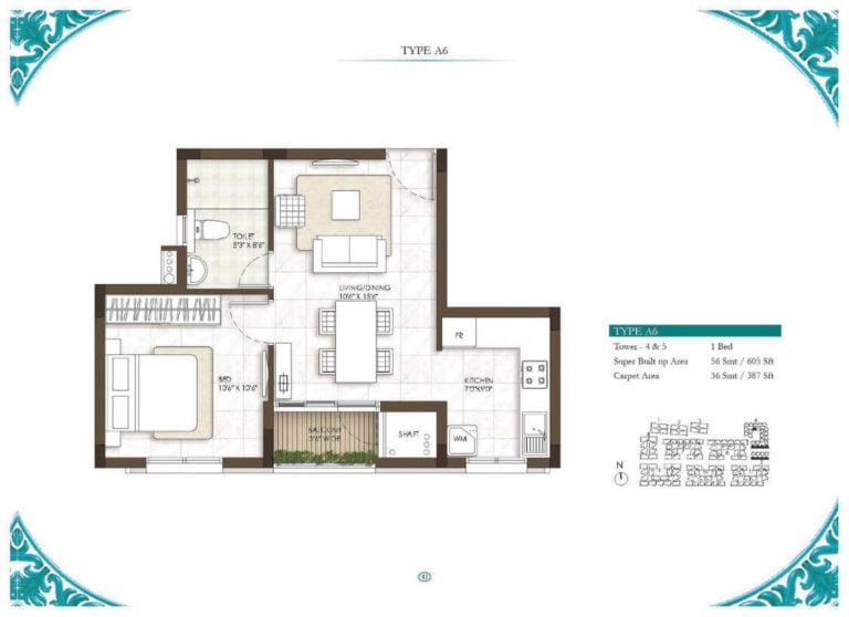 1 BHK - 605 - Prestige Courtyards Chennai