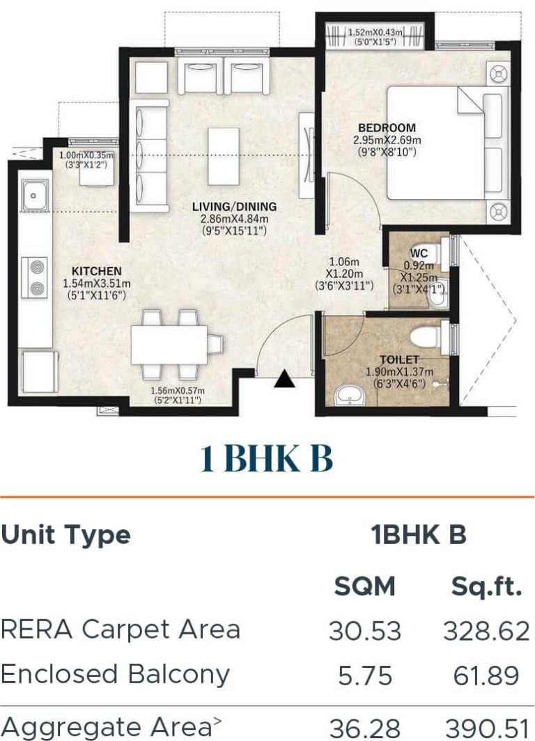 1 BHK B - 390 - Mahindra Happinest Palghar 2 Mumbai