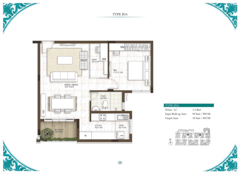 1.5 BHK - 900 - Prestige Courtyards Chennai