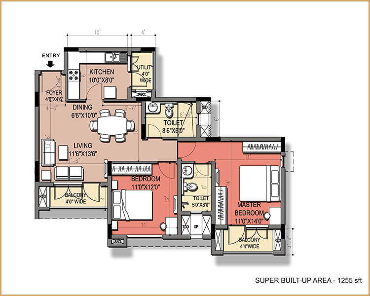 2 BHK - 1243 To 1255 - Purva Windermere Chennai
