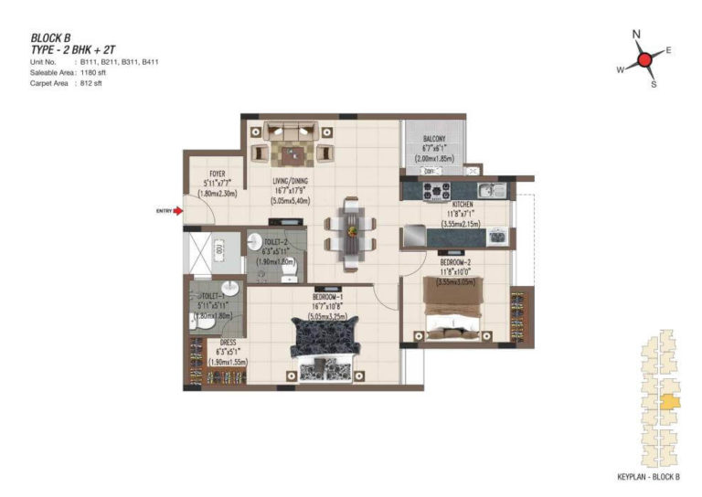 2 BHK 2T 1180 - Casagrand Sereno Chennai