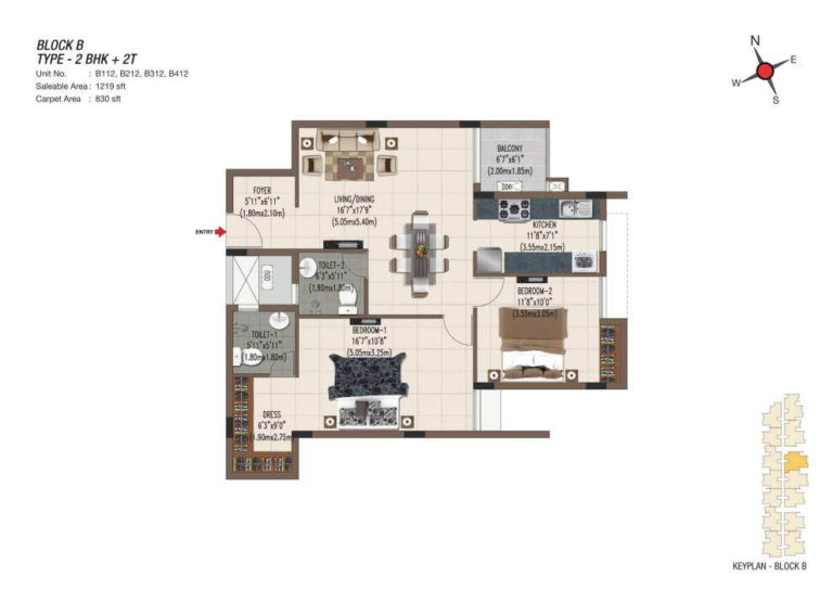 2 BHK 2T 1219 - Casagrand Sereno Chennai