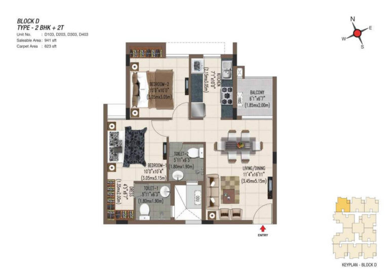 2 BHK 2T 941 - Casagrand Sereno Chennai