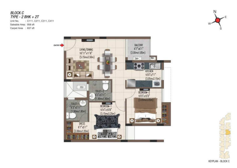 2 BHK 2T 958 - Casagrand Sereno Chennai