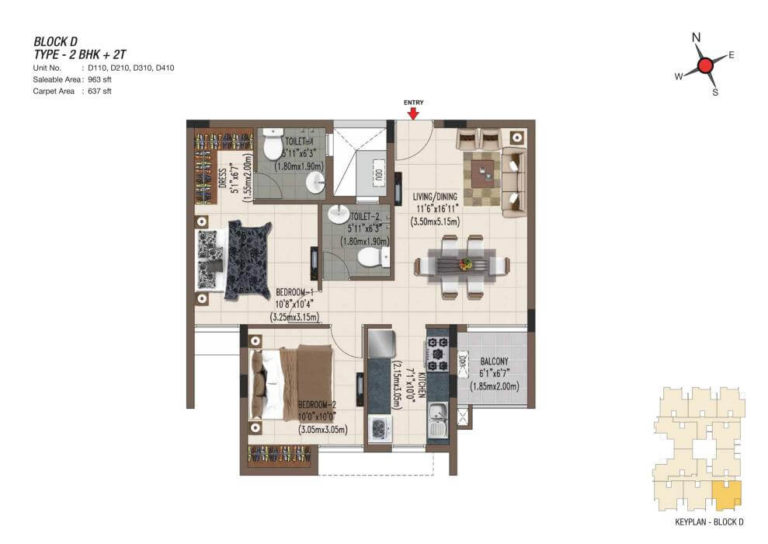 2 BHK 2T 963 - Casagrand Sereno Chennai
