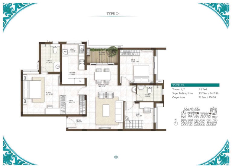 2.5 BHK - 1417 - Prestige Courtyards Chennai