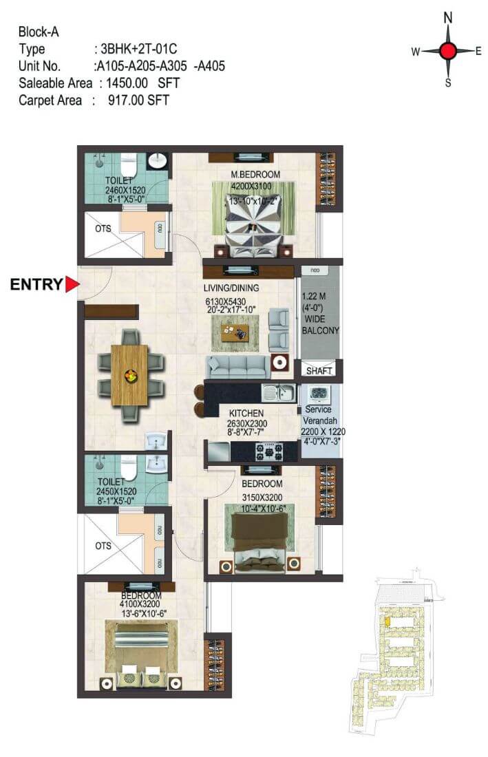 3 BHK 1450 - CasaGrand Savoye Chennai