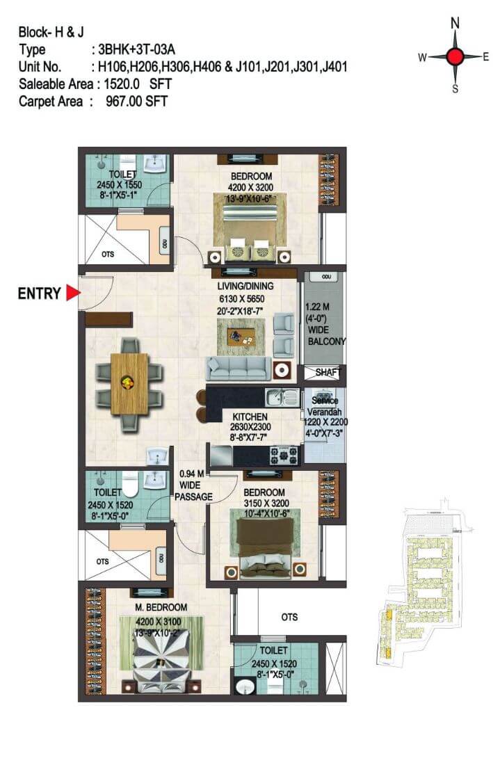 3 BHK 1520 - CasaGrand Savoye Chennai