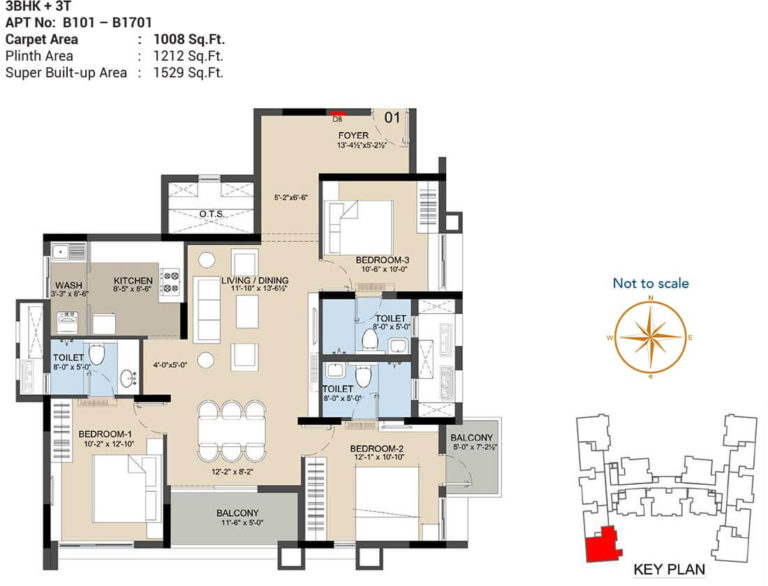 3 BHK 1529 - Radiance Icon Chennai
