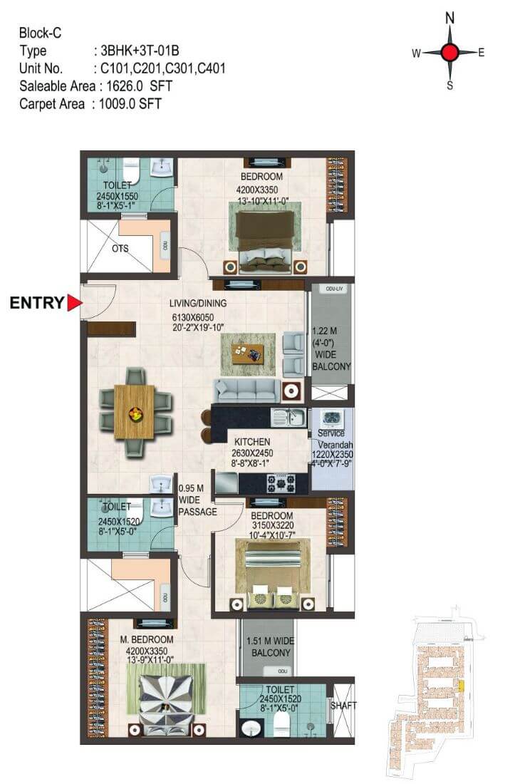 3 BHK 1626 - CasaGrand Savoye Chennai